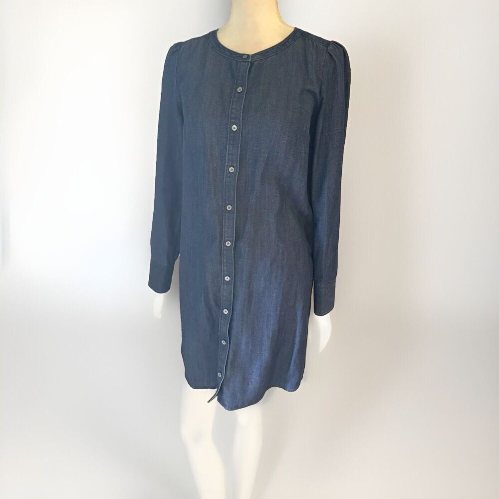 Loft Chambray Lyocell Linen Blue Long Sleeve Dress size XS, No Belt